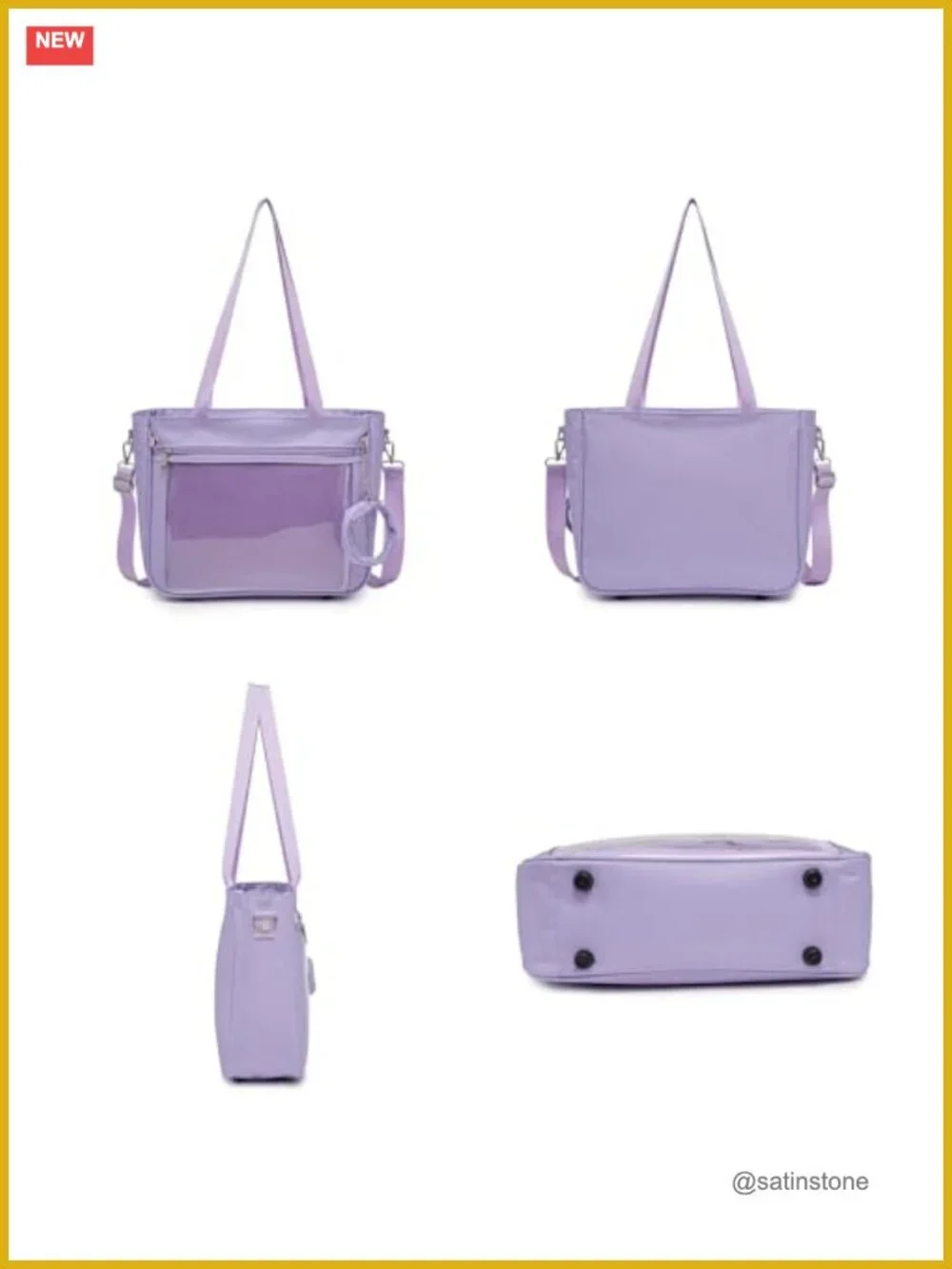 Canvas Ita Bag with Pin Display Window Adjustable Strap